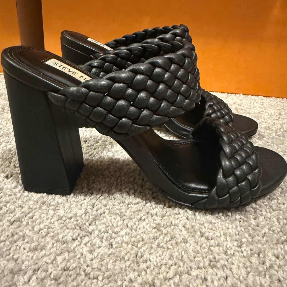 Steve Madden Black Braided Heels